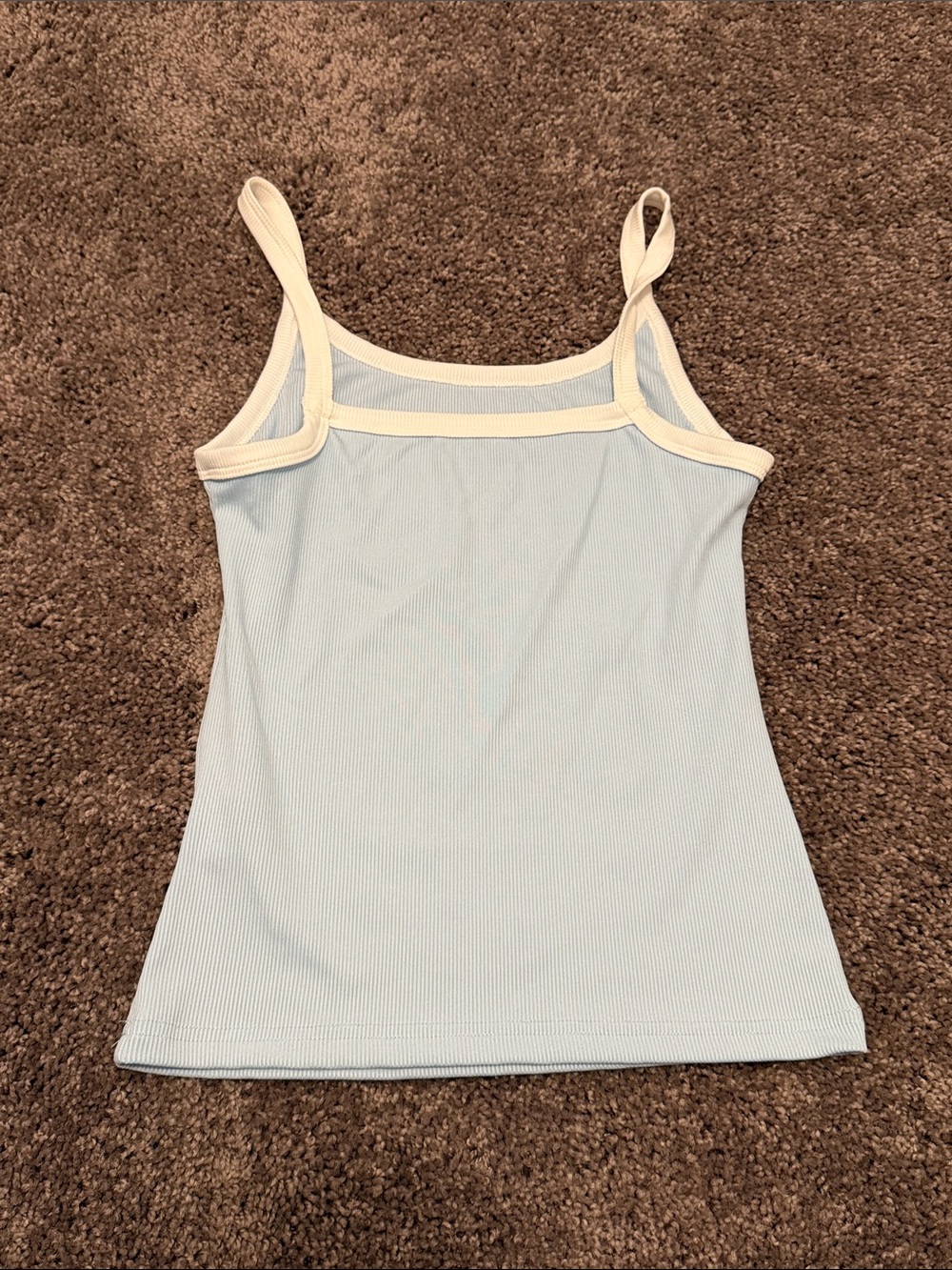 SHEIN Light Blue Ribbed Tank with Cream Trim